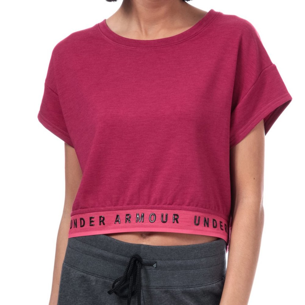 Womens Under Armour Featherweight Fleece Crop T-Sh